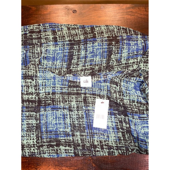 NEW Cabi Women's Blue Green Paradox Painted Plaid Lightweight Top Blouse Sz L - Picture 2 of 5